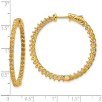 14K Yellow Gold Round Hoop Earrings with Safety Clasp - 74 Prong-Set Side Stones by Monteluci Fine Jewelry