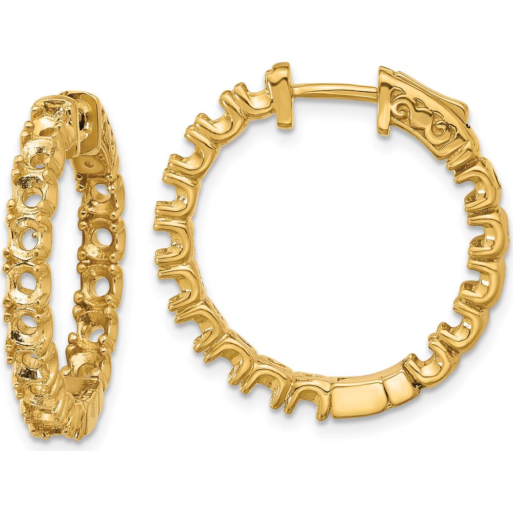 14K Yellow Gold Round Hoop Earrings with Safety Clasp and Prong Set Side Stone Mountings - 30 Mountings (2.9mm) by Monteluci Fine Jewelry