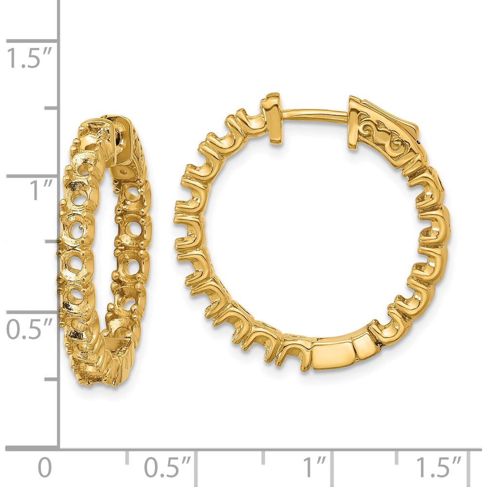 14K Yellow Gold Round Hoop Earrings with Safety Clasp and Prong Set Side Stone Mountings - 30 Mountings (2.9mm) by Monteluci Fine Jewelry