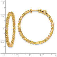 14K Yellow Gold Round Hoop Earrings with Safety Clasp Mountings - Customizable Stone Settings (Pair) by Monteluci Fine Jewelry