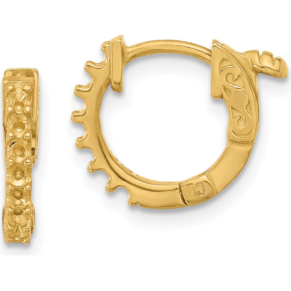 14K Yellow Gold Round Hoop Earrings with Safety Clasp - Polished Finish by Oro Pregiato