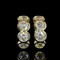14K Yellow Gold Round Huggie Earrings with Bezel-Set Brilliant Cut Natural Diamonds - 3.43 Carat Total Diamond Weight, E-F Color & VS+ Clarity - Covaloro Fine Jewelry
