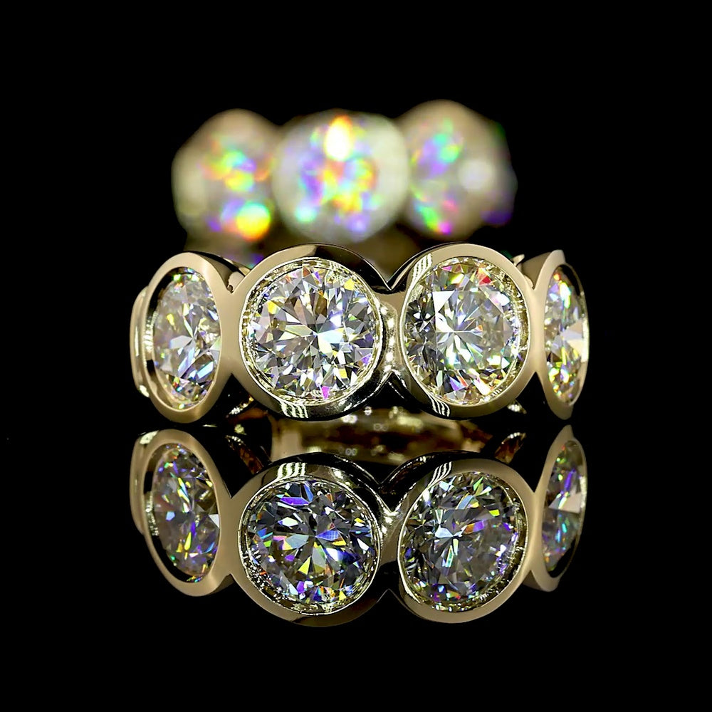 14K Yellow Gold Round Huggie Earrings with Bezel-Set Brilliant Cut Natural Diamonds - 3.43 Carat Total Diamond Weight, E-F Color & VS+ Clarity - Covaloro Fine Jewelry