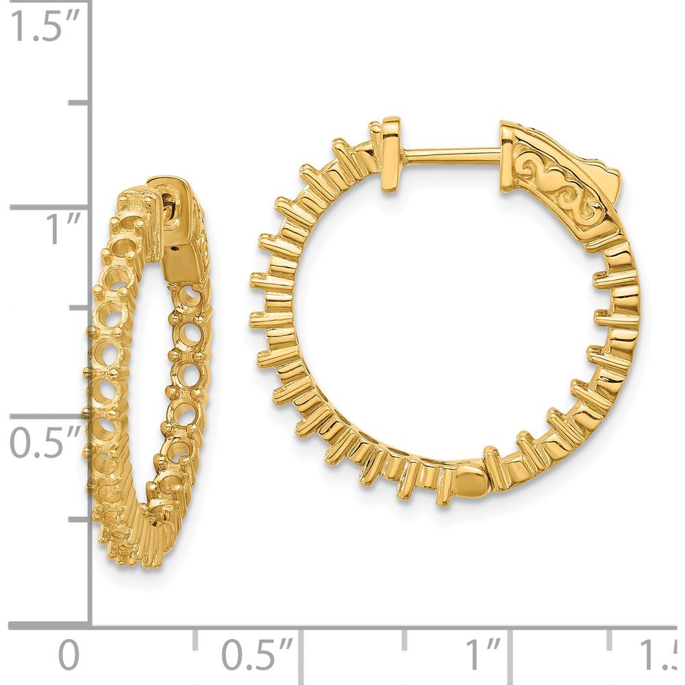 14K Yellow Gold Round In & Out Hoop Earrings - 40 Prong Set Round Stone Mountings by Monteluci Fine Jewelry