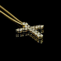 14K Yellow Gold Round Lab Diamond Cross Pendant with Prong Set Brilliant Cut Stones - 1.97 Carats Total Diamond Weight - Covaloro Fine Jewelry
