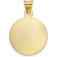 14K Yellow Gold Round Pendant with Rose and White Rhodium Diamond-Cut Solid Our Lady of Guadalupe Charm by Oro Pregiato