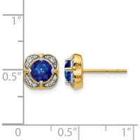 14K Yellow Gold Round Sapphire and Diamond Fancy Earrings - 1.0 Carats Total Gem Weight by Monteluci Fine Jewelry