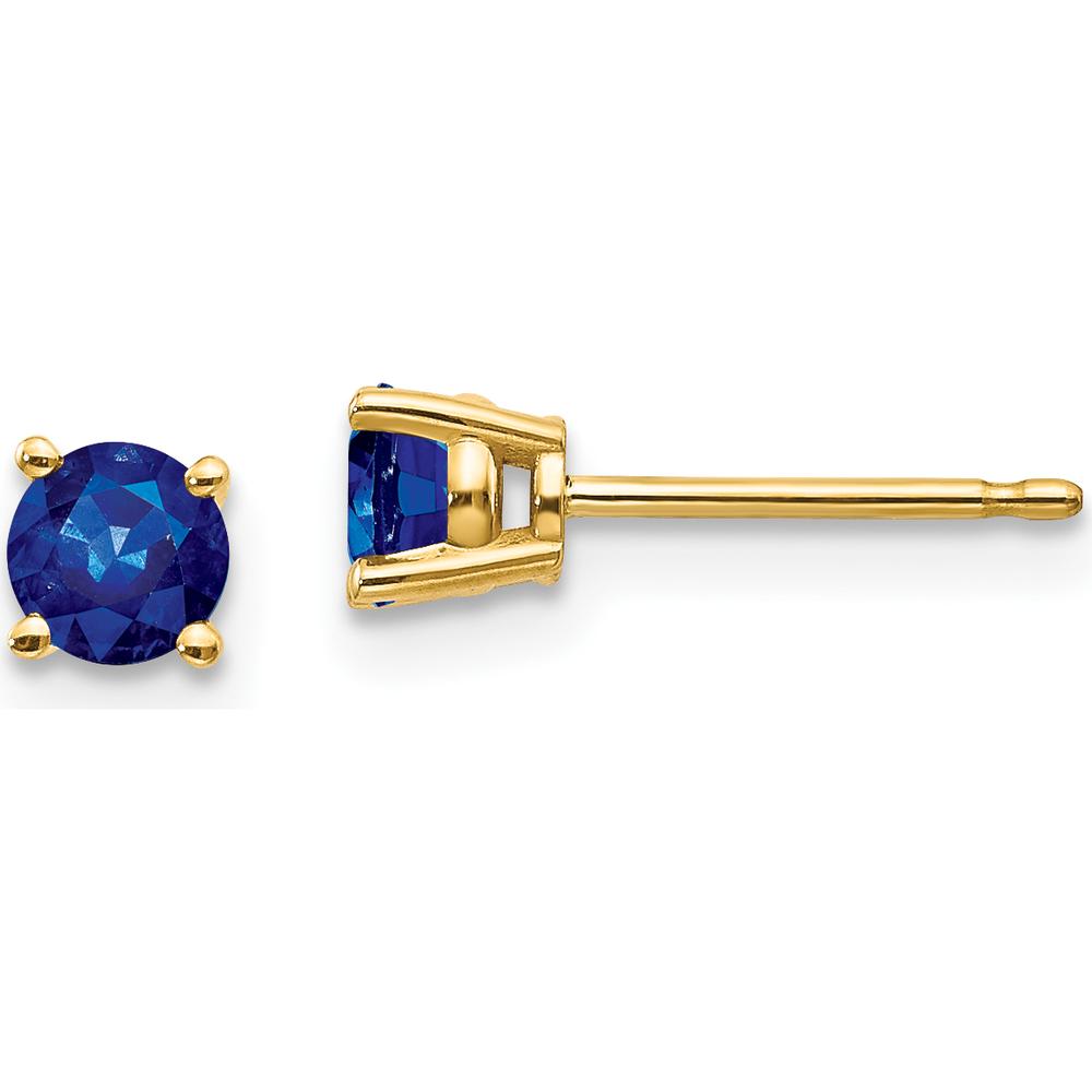 14K Yellow Gold Round Sapphire Stud Earrings - 0.35 Carat Total Sapphire Weight by Monteluci Fine Jewelry