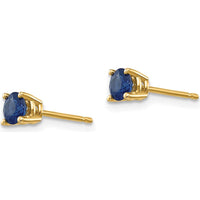 14K Yellow Gold Round Sapphire Stud Earrings - 0.35 Carat Total Sapphire Weight by Monteluci Fine Jewelry