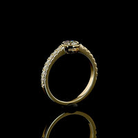 14K Yellow Gold Round Solitaire Diamond Ring with Bezel Center and Prong Set Diamond Shank - 0.85 Carat Total Weight Lab Diamonds (F VS1) - Covaloro Fine Jewelry