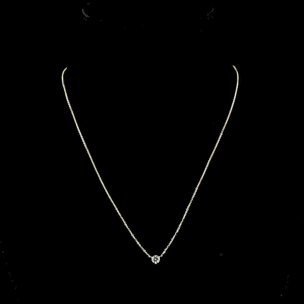 14K Yellow Gold Round Solitaire Pendant with 0.32 Carat E-F VS1 Lab-Grown Diamond - Covaloro Fine Jewelry