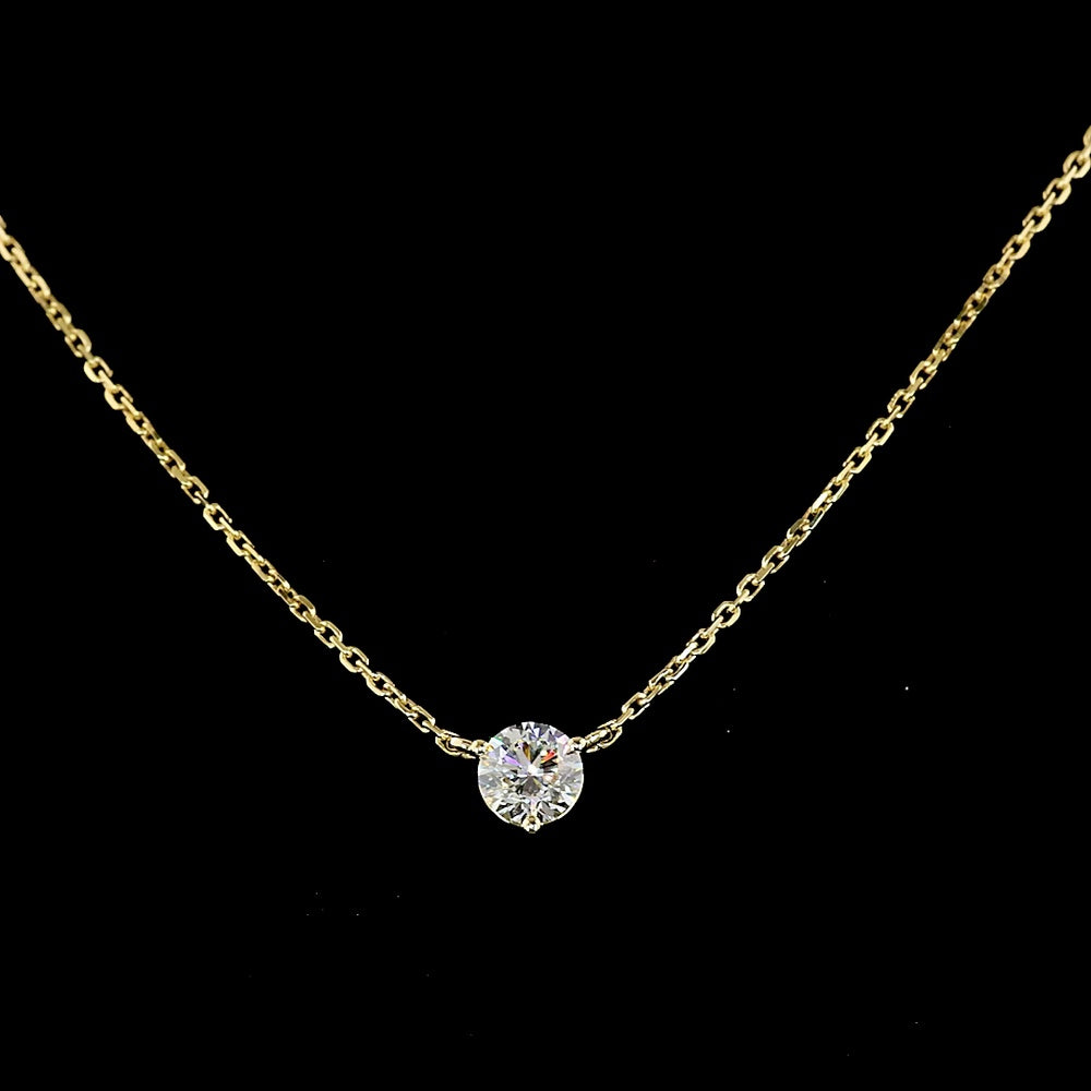 14K Yellow Gold Round Solitaire Pendant with 0.82 Carat Lab-Grown Diamond - E-F Color, VS Clarity, Prong Set - Covaloro Fine Jewelry