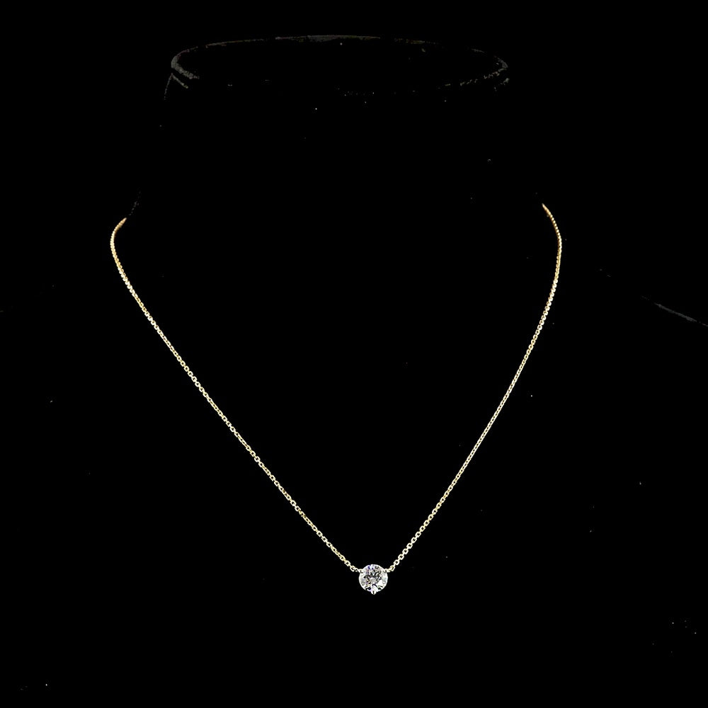 14K Yellow Gold Round Solitaire Pendant with 0.82 Carat Lab-Grown Diamond - E-F Color, VS Clarity, Prong Set - Covaloro Fine Jewelry
