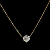 14K Yellow Gold Round Solitaire Pendant with 1.50 Carat Lab Grown E-F VS1 Brilliant Cut Diamond - GIA Certified - Covaloro Fine Jewelry