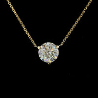 14K Yellow Gold Round Solitaire Pendant with 1.50 Carat Lab Grown E-F VS1 Brilliant Cut Diamond - GIA Certified - Covaloro Fine Jewelry