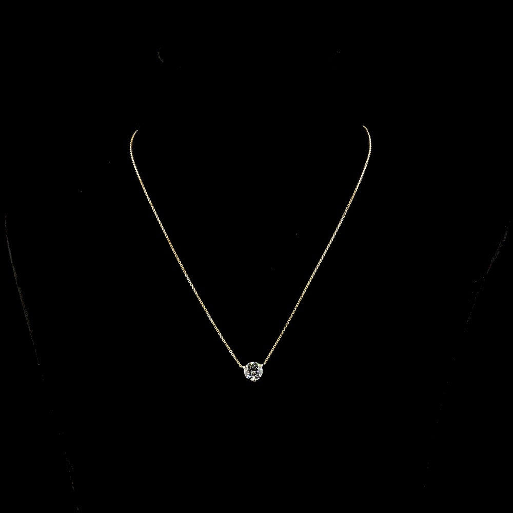 14K Yellow Gold Round Solitaire Pendant with 1.50 Carat Lab Grown E-F VS1 Brilliant Cut Diamond - GIA Certified - Covaloro Fine Jewelry