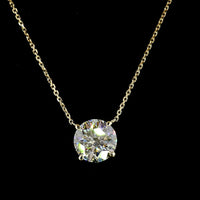 14K Yellow Gold Round Solitaire Pendant with 3.03 Carat Lab-Grown Diamond - E-F Color, VS1 Clarity - Covaloro Fine Jewelry