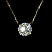 14K Yellow Gold Round Solitaire Pendant with 3.03 Carat Lab-Grown Diamond - E-F Color, VS1 Clarity - Covaloro Fine Jewelry