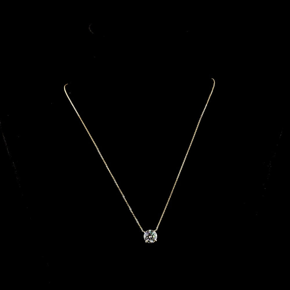 14K Yellow Gold Round Solitaire Pendant with 3.03 Carat Lab-Grown Diamond - E-F Color, VS1 Clarity - Covaloro Fine Jewelry