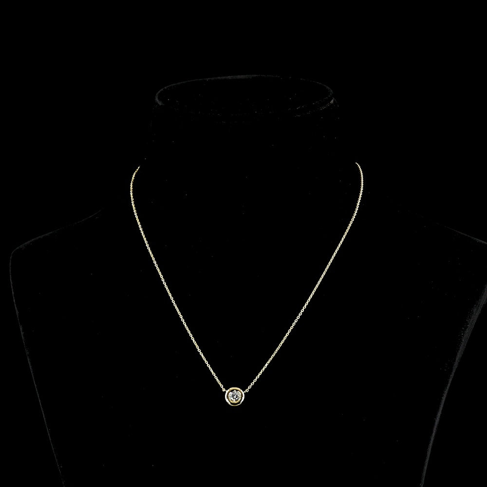 14K Yellow Gold Round Solitaire Pendant with Bezel-Prong Set Lab Diamond - 0.26 Carat Total Weight, E-F Color VS1 Clarity - Covaloro Fine Jewelry