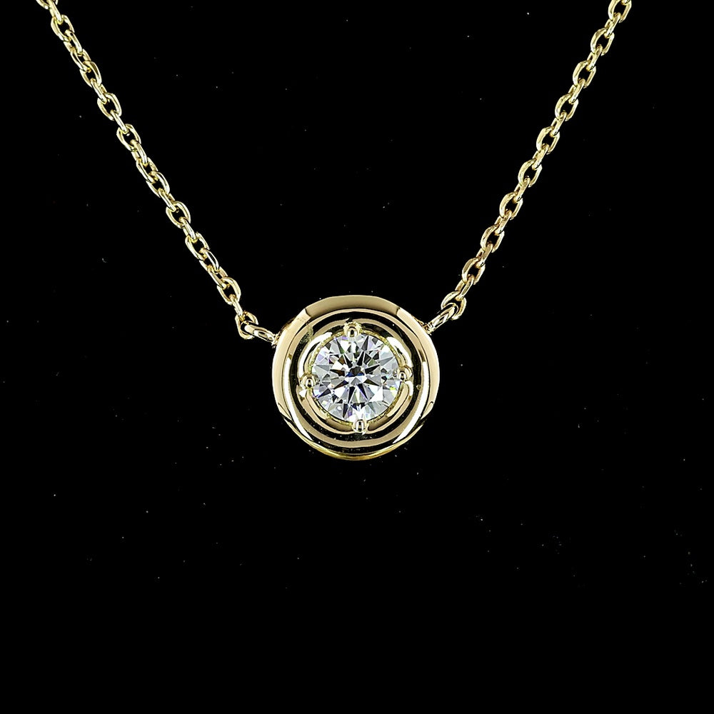 14K Yellow Gold Round Solitaire Pendant with Bezel-Prong Set Lab Diamond - 0.26 Carat Total Weight, E-F Color VS1 Clarity - Covaloro Fine Jewelry