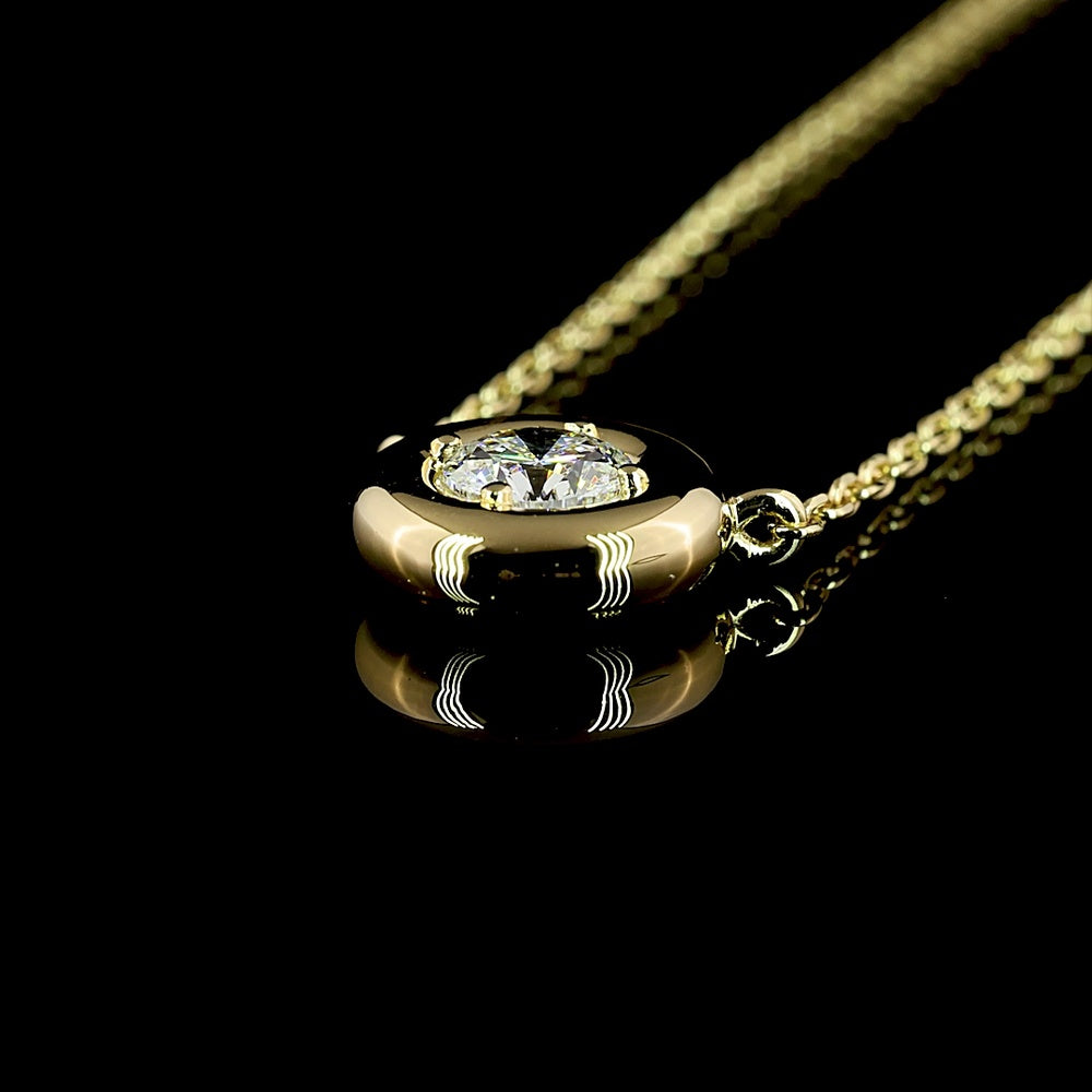 14K Yellow Gold Round Solitaire Pendant with Bezel-Prong Set Lab Diamond - 0.26 Carat Total Weight, E-F Color VS1 Clarity - Covaloro Fine Jewelry