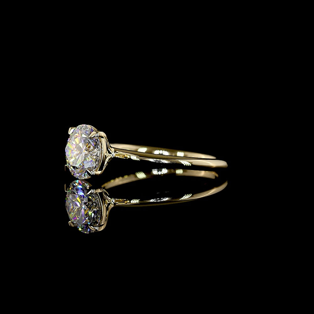 14K Yellow Gold Round Solitaire Ring with 1.75 Carat Lab-Grown D VVS2 Brilliant Cut Diamond - IGI Certified - Covaloro Fine Jewelry