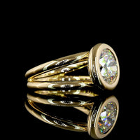 14K Yellow Gold Round Solitaire Ring with 3.01 Carat Lab Grown Brilliant Cut Diamond - F VS1 Clarity, E-F Color, Bezel Setting - Covaloro Fine Jewelry