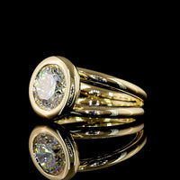 14K Yellow Gold Round Solitaire Ring with 3.01 Carat Lab Grown Brilliant Cut Diamond - F VS1 Clarity, E-F Color, Bezel Setting - Covaloro Fine Jewelry