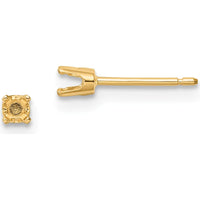14K Yellow Gold Round Stud Earring Mountings with Snap Setting - 6.5mm by Oro Pregiato