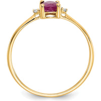 14K Yellow Gold Ruby & Diamond Birthstone Ring - 0.63 Carat Ruby, 0.008 Carat Diamond by Oro Pregiato