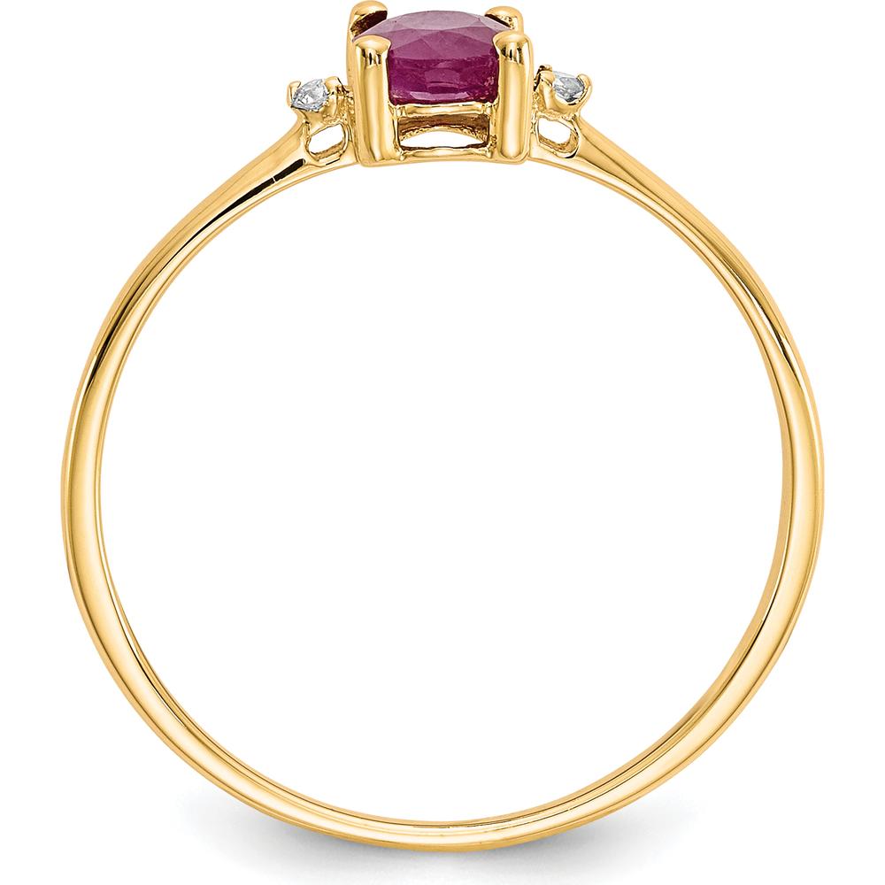 14K Yellow Gold Ruby & Diamond Birthstone Ring - 0.63 Carat Ruby, 0.008 Carat Diamond by Oro Pregiato