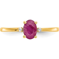 14K Yellow Gold Ruby & Diamond Birthstone Ring - 0.63 Carat Ruby, 0.008 Carat Diamond by Oro Pregiato