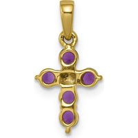 14K Yellow Gold Ruby and Diamond Cross Pendant - 0.30 Carat Ruby and 0.003 Carat Diamond by Lumare Gioia