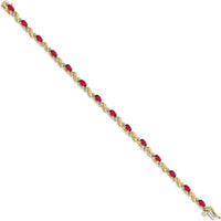 14K Yellow Gold Ruby and Diamond Curved Link 7" Bracelet - 0.32 Carats Ruby, 0.12 Carats Total Diamond Weight by Monteluci Fine Jewelry