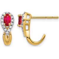 14K Yellow Gold Ruby and Diamond Drop Earrings - 0.285 Carat Ruby, 0.005 Carat Total Diamond Weight by Monteluci Fine Jewelry