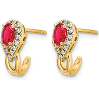 14K Yellow Gold Ruby and Diamond Drop Earrings - 0.285 Carat Ruby, 0.005 Carat Total Diamond Weight by Monteluci Fine Jewelry