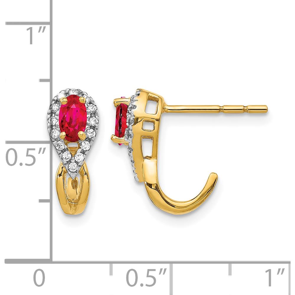 14K Yellow Gold Ruby and Diamond Drop Earrings - 0.285 Carat Ruby, 0.005 Carat Total Diamond Weight by Monteluci Fine Jewelry