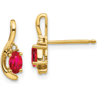 14K Yellow Gold Ruby and Diamond Drop Earrings - 0.32 Carat Ruby, 0.005 Carat Total Diamond Weight by Oro Pregiato