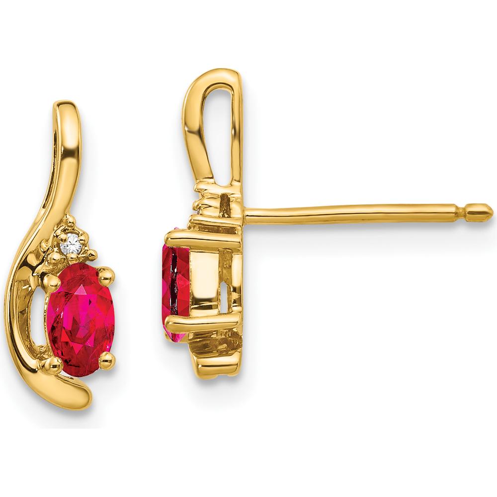 14K Yellow Gold Ruby and Diamond Drop Earrings - 0.32 Carat Ruby, 0.005 Carat Total Diamond Weight by Oro Pregiato