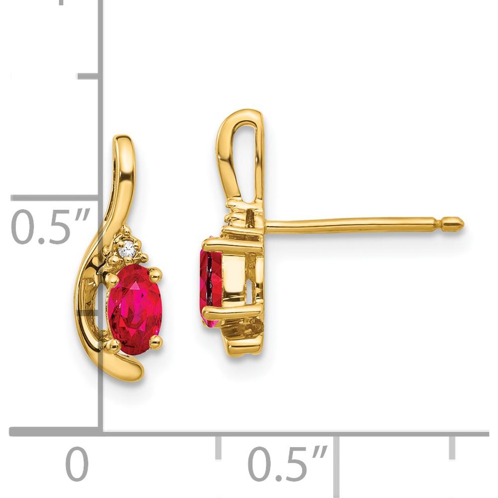 14K Yellow Gold Ruby and Diamond Drop Earrings - 0.32 Carat Ruby, 0.005 Carat Total Diamond Weight by Oro Pregiato