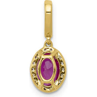14K Yellow Gold Ruby and Diamond Halo Pendant - 0.99 Carat Ruby, 0.09 Carat Total Diamond Weight by Monteluci Fine Jewelry