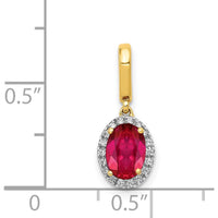 14K Yellow Gold Ruby and Diamond Halo Pendant - 0.99 Carat Ruby, 0.09 Carat Total Diamond Weight by Monteluci Fine Jewelry