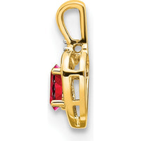 14K Yellow Gold Ruby and Diamond Heart Pendant - 0.6 Carat Ruby, 0.007 Carat Diamond by Oro Pregiato