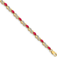 14K Yellow Gold Ruby and Diamond Infinity Bracelet - 0.14 Carats Ruby, 0.004 Carats Diamond Total Weight by Monteluci Fine Jewelry