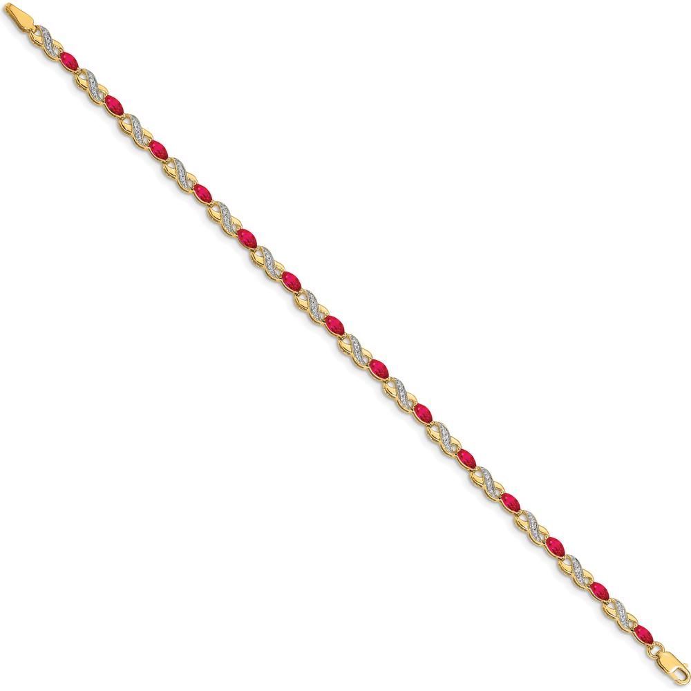 14K Yellow Gold Ruby and Diamond Infinity Bracelet - 0.14 Carats Ruby, 0.004 Carats Diamond Total Weight by Monteluci Fine Jewelry