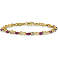 14K Yellow Gold Ruby and Diamond Infinity Bracelet - 0.14 Carats Ruby, 0.004 Carats Diamond Total Weight by Monteluci Fine Jewelry