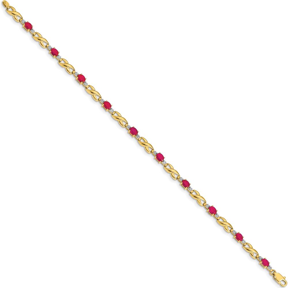 14K Yellow Gold Ruby and Diamond Infinity Link Bracelet - 0.22 Carats Ruby Total Weight by Monteluci Fine Jewelry