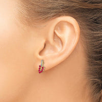 14K Yellow Gold Ruby and Diamond Leaf Drop Earrings - 0.14 Carat Total Ruby Weight, 0.02 Carat Total Diamond Weight by Monteluci Fine Jewelry