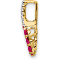 14K Yellow Gold Ruby and Diamond Leaf Pendant - 0.14 Carat Total Gem Weight by Lumare Gioia